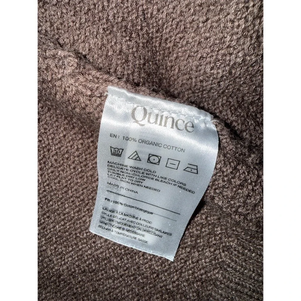 Quince 100% organic cotton waffle  open front Cardigan Sweater XS heather brown